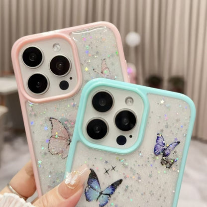 For iPhone 16 Plus Color Butterfly Glitter Epoxy TPU Phone Case(Purple) - iPhone 16 Plus Cases by PMC Jewellery | Online Shopping South Africa | PMC Jewellery | Buy Now Pay Later Mobicred