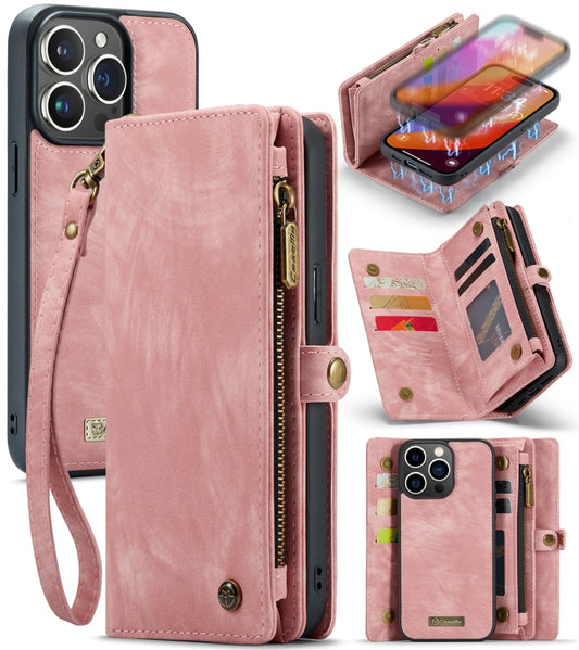 For iPhone 16 Pro CaseMe 008 Detachable Multifunctional Leather Phone Case(Pink) - iPhone 16 Pro Cases by CaseMe | Online Shopping South Africa | PMC Jewellery | Buy Now Pay Later Mobicred