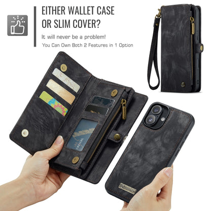 For iPhone 16 CaseMe 008 Detachable Multifunctional Leather Phone Case(Black) - iPhone 16 Cases by CaseMe | Online Shopping South Africa | PMC Jewellery | Buy Now Pay Later Mobicred