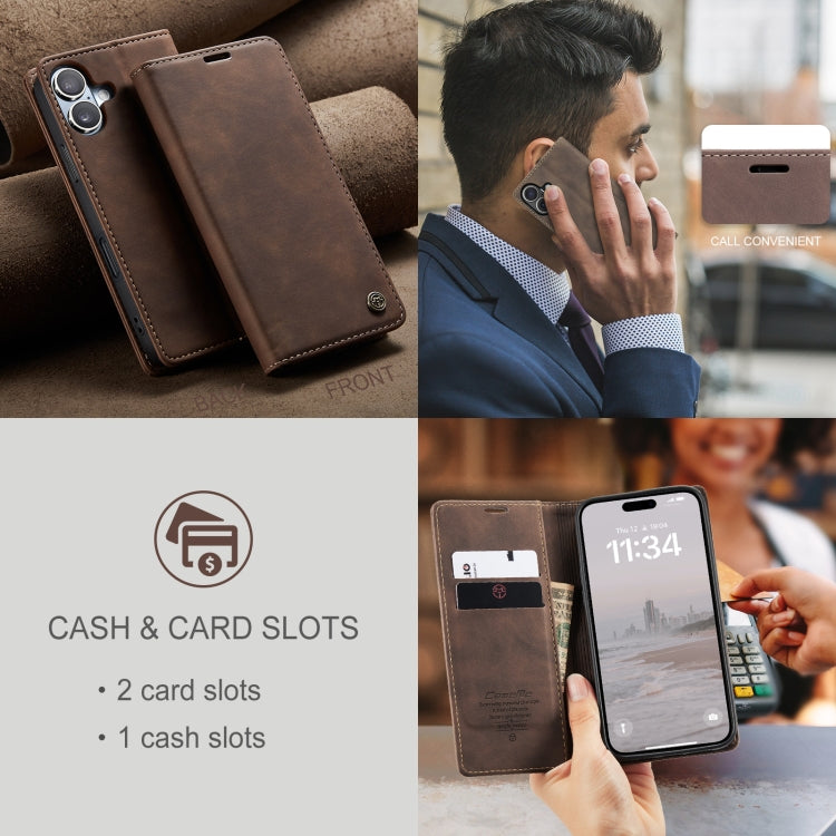 For iPhone 16 Plus CaseMe 013 Multifunctional Horizontal Flip Leather Phone Case(Coffee) - iPhone 16 Plus Cases by CaseMe | Online Shopping South Africa | PMC Jewellery | Buy Now Pay Later Mobicred