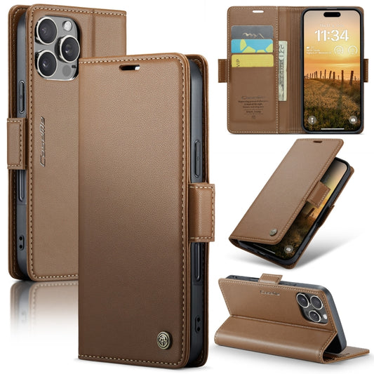 For iPhone 16 Pro Max CaseMe 023 Butterfly Buckle Litchi Texture RFID Anti-theft Leather Phone Case(Brown) - iPhone 16 Pro Max Cases by CaseMe | Online Shopping South Africa | PMC Jewellery | Buy Now Pay Later Mobicred