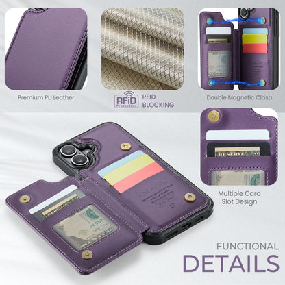 For iPhone 16 Plus CaseMe C22 Card Slots Holder RFID Anti-theft Phone Case(Purple) - iPhone 16 Plus Cases by CaseMe | Online Shopping South Africa | PMC Jewellery | Buy Now Pay Later Mobicred