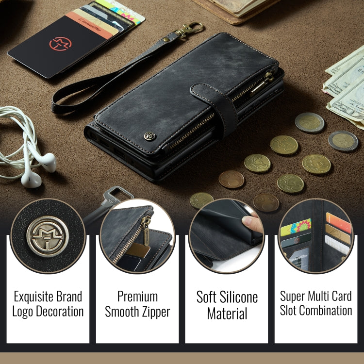 For iPhone 16 CaseMe C30 Card Slots Zipper Wallet Leather Phone Case(Black) - iPhone 16 Cases by CaseMe | Online Shopping South Africa | PMC Jewellery | Buy Now Pay Later Mobicred