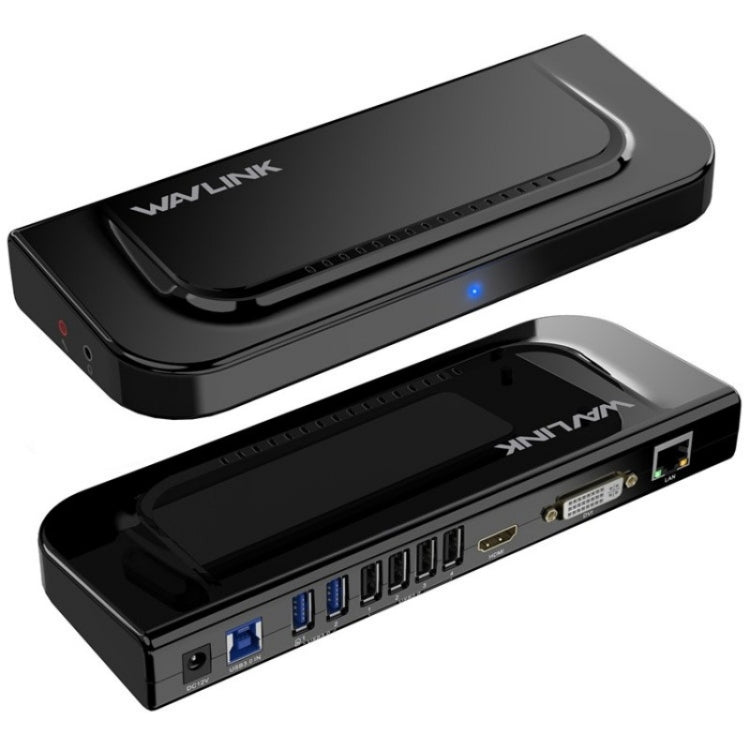 WAVLINK UG49DK4 Universal Laptop Docking Station Dual Monitor Supports DVI / HDMI / VGA(UK Plug) - USB 3.0 HUB by WAVLINK | Online Shopping South Africa | PMC Jewellery | Buy Now Pay Later Mobicred