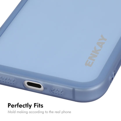 For iPhone 16 ENKAY Hat-Prince Translucent Matte TPU Phone Case with Lens Film(Blue) - iPhone 16 Cases by ENKAY | Online Shopping South Africa | PMC Jewellery | Buy Now Pay Later Mobicred