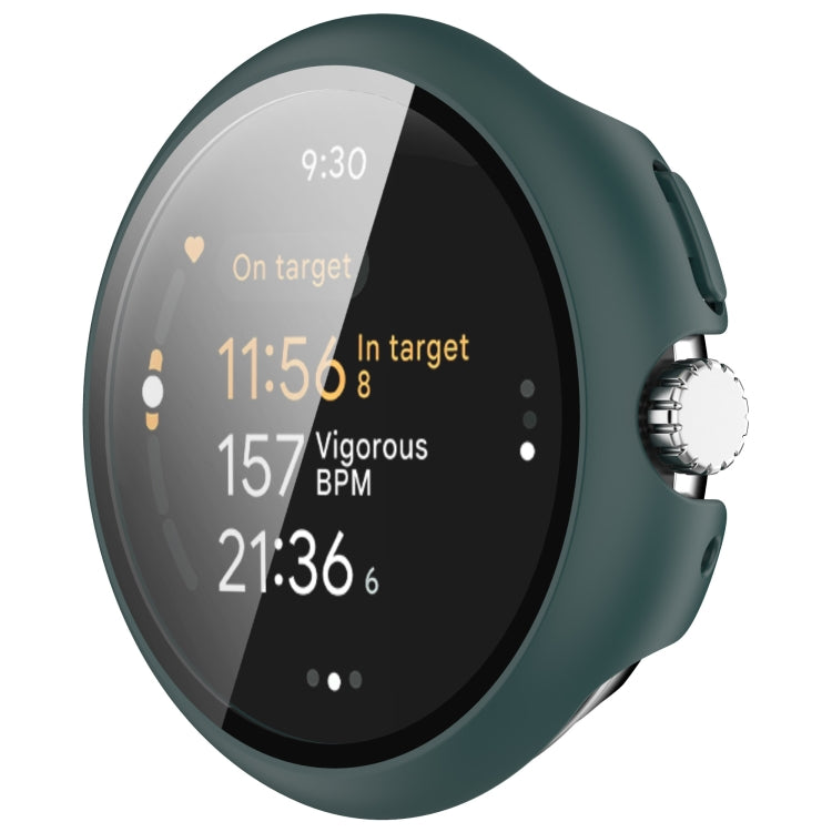 For Google Pixel Watch 3 41mm PC + Tempered Film Integrated Watch Protective Case(Green) - Watch Cases by PMC TechLife | Online Shopping South Africa | PMC TechLife | Buy Now Pay Later Mobicred