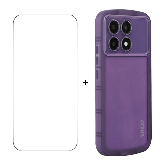 For Redmi K70 Ultra ENKAY Hat-Prince Translucent Matte TPU Phone Case + 9H Big Arc Edge Glass Film(Purple) - Xiaomi Cases by ENKAY | Online Shopping South Africa | PMC Jewellery | Buy Now Pay Later Mobicred