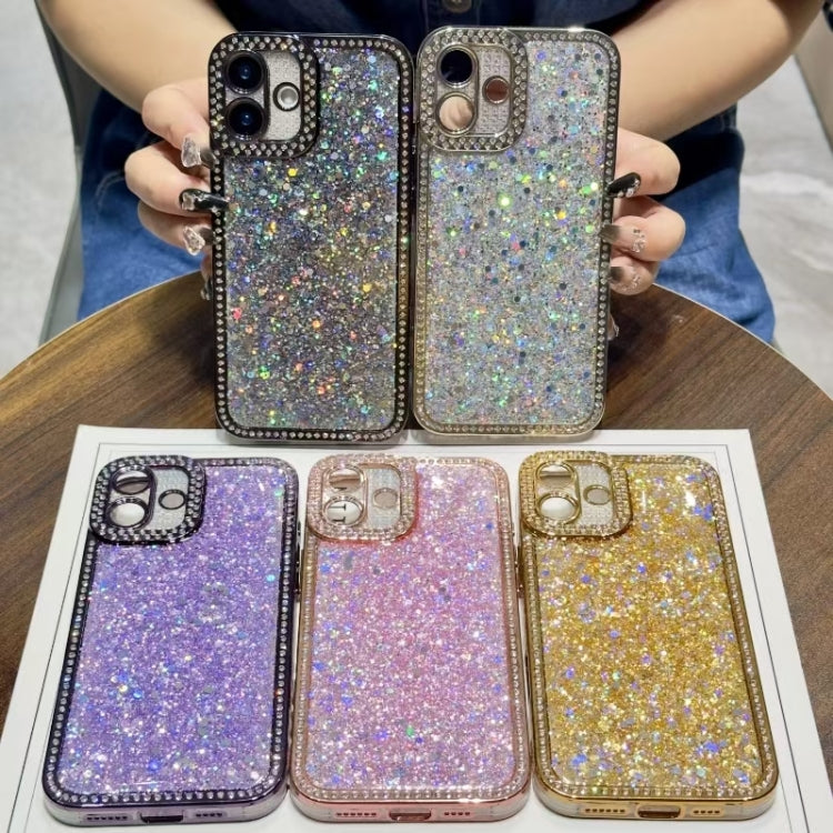 For iPhone 16 Diamond Glitter Sequins TPU Phone Case(Purple) - iPhone 16 Cases by PMC Jewellery | Online Shopping South Africa | PMC Jewellery | Buy Now Pay Later Mobicred