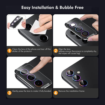 For OPPO Reno12 Global ENKAY Hat-Prince 9H Rear Camera Lens Aluminium Alloy Tempered Glass Film(Black) - Reno12 Tempered Glass by ENKAY | Online Shopping South Africa | PMC Jewellery | Buy Now Pay Later Mobicred