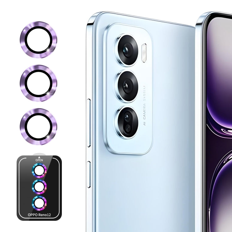 For OPPO Reno12 Global ENKAY Hat-Prince 9H Rear Camera Lens Aluminium Alloy Tempered Glass Film(Light Purple) - Reno12 Tempered Glass by ENKAY | Online Shopping South Africa | PMC Jewellery | Buy Now Pay Later Mobicred