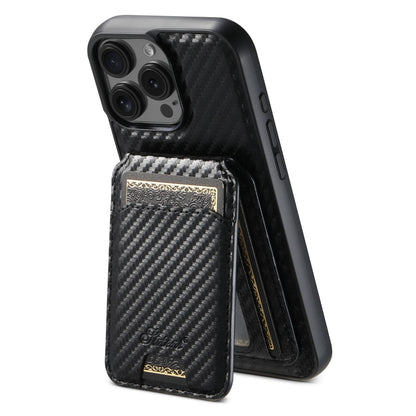 For iPhone 16 Pro Max Suteni TXWH18 Carbon Fiber Texture Detachable Wallet MagSafe Phone Case(Black) - iPhone 16 Pro Max Cases by Suteni | Online Shopping South Africa | PMC Jewellery | Buy Now Pay Later Mobicred