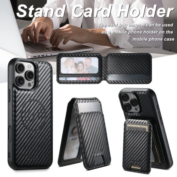 For iPhone 12 Pro Max Suteni TXWH18 Carbon Fiber Texture Detachable Wallet MagSafe Phone Case(Black) - iPhone 12 Pro Max Cases by Suteni | Online Shopping South Africa | PMC Jewellery | Buy Now Pay Later Mobicred