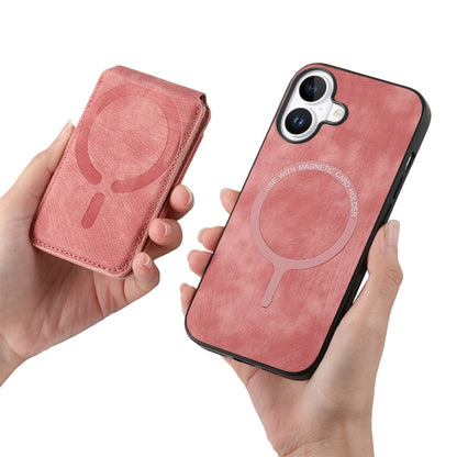 For iPhone 16 Retro Splitable Magnetic Stand Card Bag Leather Phone Case(Pink) - iPhone 16 Cases by PMC Jewellery | Online Shopping South Africa | PMC Jewellery | Buy Now Pay Later Mobicred