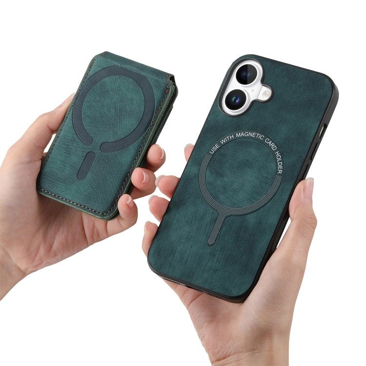 For iPhone 16 Retro Splitable Magnetic Stand Card Bag Leather Phone Case(Green) - iPhone 16 Cases by PMC Jewellery | Online Shopping South Africa | PMC Jewellery | Buy Now Pay Later Mobicred