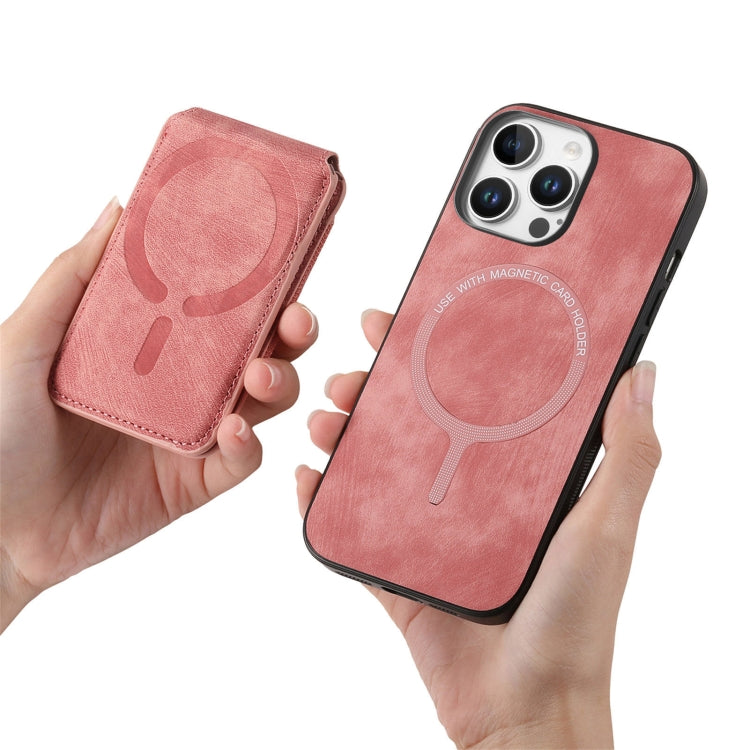 For iPhone 16 Pro Max Retro Splitable Magnetic Stand Card Bag Leather Phone Case(Pink) - iPhone 16 Pro Max Cases by PMC Jewellery | Online Shopping South Africa | PMC Jewellery | Buy Now Pay Later Mobicred