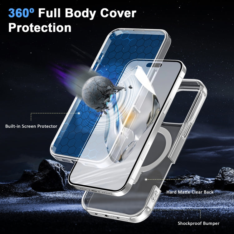 For iPhone 16 Pro Frosted Skin Feel MagSafe Holder 360 Full Body Phone Case(Transparent) - iPhone 16 Pro Cases by PMC Jewellery | Online Shopping South Africa | PMC Jewellery | Buy Now Pay Later Mobicred