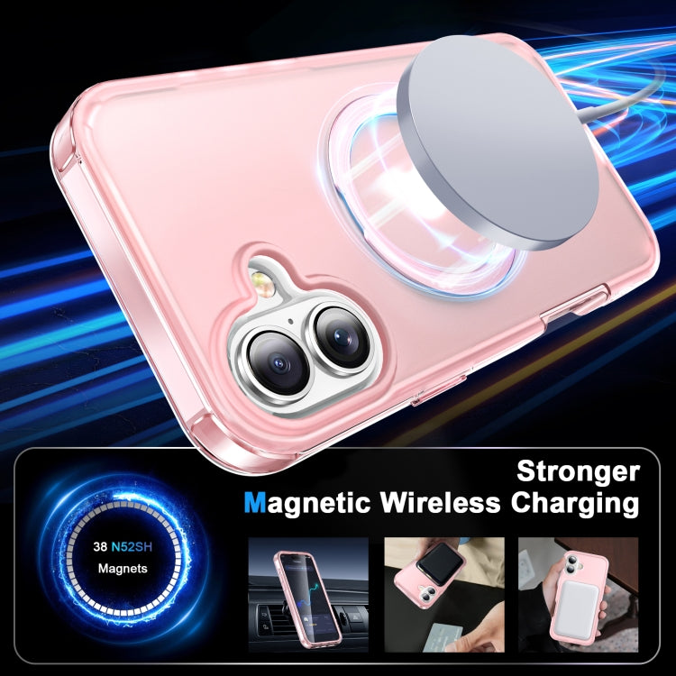 For iPhone 16 Frosted Skin Feel MagSafe Holder 360 Full Body Phone Case(Pink) - iPhone 16 Cases by PMC Jewellery | Online Shopping South Africa | PMC Jewellery | Buy Now Pay Later Mobicred