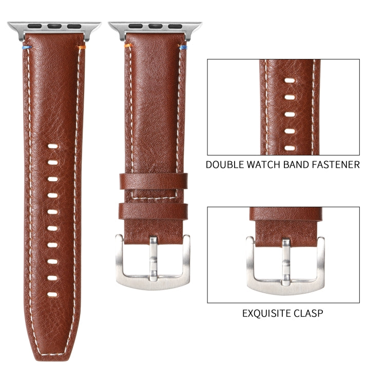 Stitched Genuine Leather Watch Band For Apple Watch 46mm / 49mm / 45mm / 44mm(Pull Up Leather Black) - Watch Bands by PMC TechLife | Online Shopping South Africa | PMC TechLife | Buy Now Pay Later Mobicred