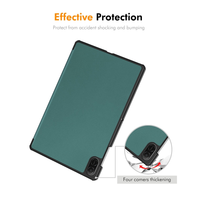 For Honor Pad X8a 11 ENKAY Tri-fold Custer Texture Leather Protective Tablet Case(Dark Blue) - Honor by ENKAY | Online Shopping South Africa | PMC TechLife | Buy Now Pay Later Mobicred