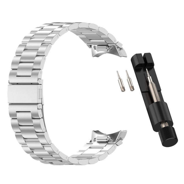 For Samsung Galaxy Watch4 Classic 42 / 46mm Three Beads Button Quick Release Metal Watch Band(Silver) - free shipping - PMC TechLife - Order now!