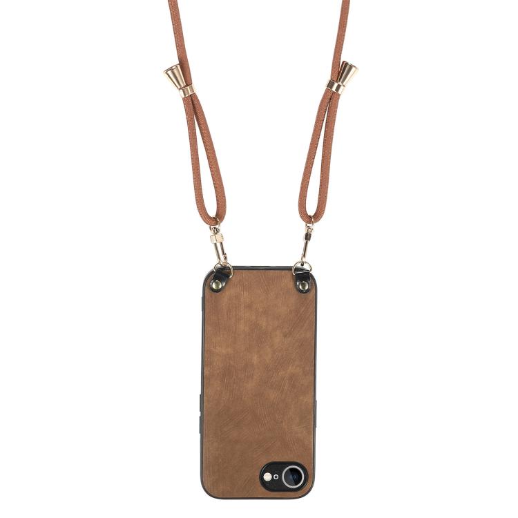 For  iPhone 16e Vintage Leather PC Back Cover Phone Case with Crossbody Strap(Brown) - iPhone 16e Cases by PMC TechLife | Online Shopping South Africa | PMC TechLife | Buy Now Pay Later Mobicred