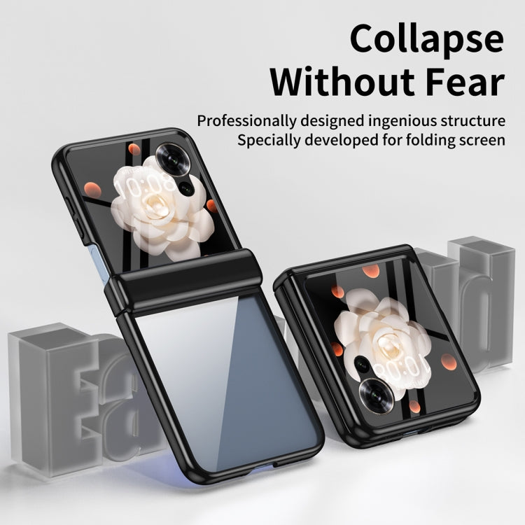 For Honor Magic V Flip Plating Transparent Folding Hinged Phone Case(Black) - Honor Cases by PMC TechLife | Online Shopping South Africa | PMC TechLife | Buy Now Pay Later Mobicred