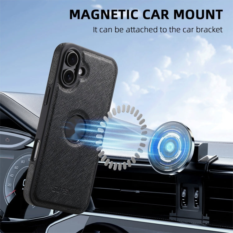 For iPhone 16 Plus Suteni G1 Cross Texture MagSafe Phone Case(Black) - free shipping - PMC Jewellery - Order now!