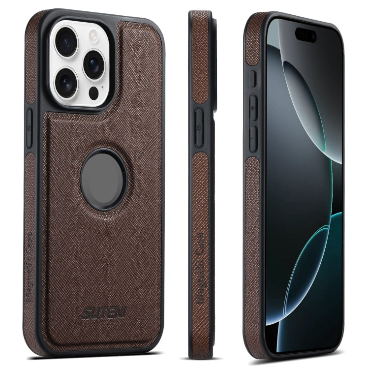For iPhone 16 Pro Suteni G1 Cross Texture MagSafe Phone Case(Brown) - free shipping - PMC Jewellery - Order now!
