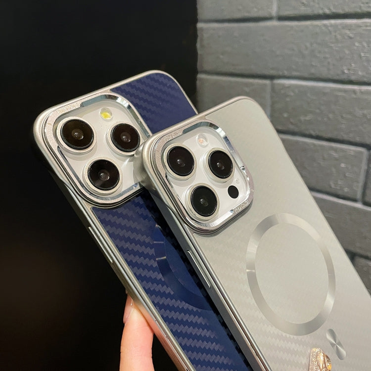For iPhone 14 Pro Max AG Carbon Fiber Frameless MagSafe Phone Case(Blue) - iPhone 14 Pro Max Cases by PMc TechLife | Online Shopping South Africa | PMc TechLife | Buy Now Pay Later Mobicred