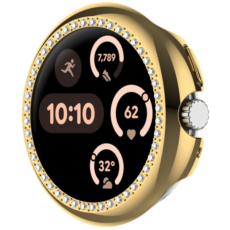 For Google Pixel Watch 3 45mm Diamond Electroplated PC Half Coverage Watch Protective Case(Gold) - Watch Cases by PMC TechLife | Online Shopping South Africa | PMC TechLife | Buy Now Pay Later Mobicred