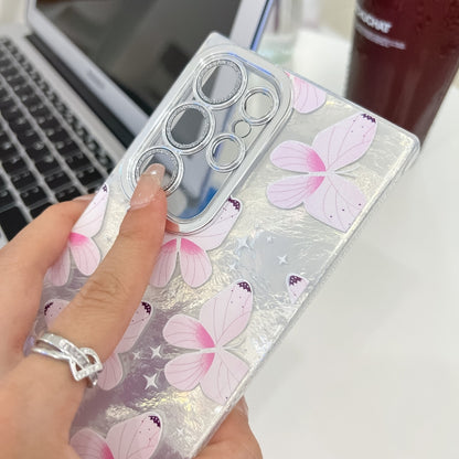 For Samsung Galaxy S25 Ultra 5G Plating Texture Butterfly Wristband TPU Phone Case with Glitter Lens Film(Daisy Butterflies HU2) - Galaxy S25 Ultra 5G Cases by PMC Jewellery | Online Shopping South Africa | PMC Jewellery | Buy Now Pay Later Mobicred