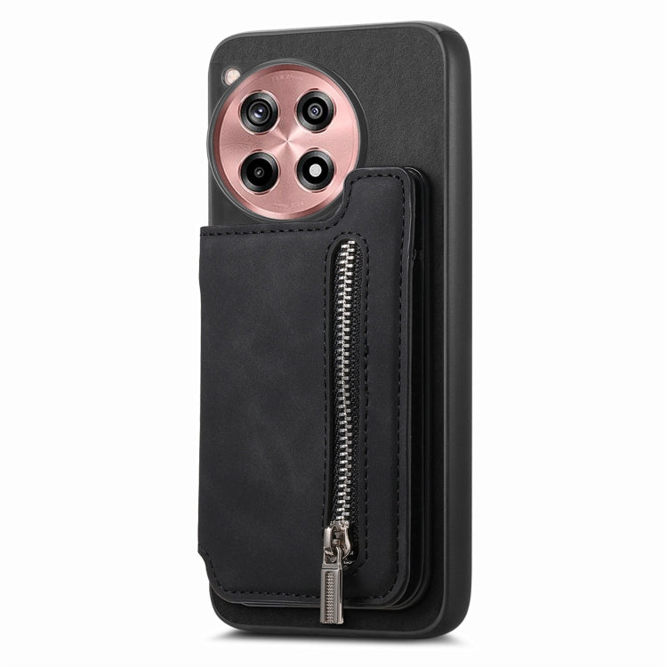 For OnePlus Nord CE4 / Ace 3V Retro MagSafe Zipper Wallet Card Bag Back Phone Case(Black) - OnePlus Cases by PMC TechLife | Online Shopping South Africa | PMC TechLife | Buy Now Pay Later Mobicred