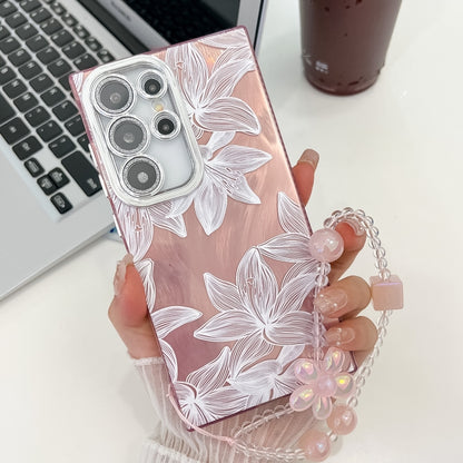 For Samsung Galaxy S25 Ultra 5G Electroplating Flowers Plants Texture Wristband TPU Phone Case(Sketch Lily FL9) - Galaxy S25 Ultra 5G Cases by PMC Jewellery | Online Shopping South Africa | PMC Jewellery | Buy Now Pay Later Mobicred