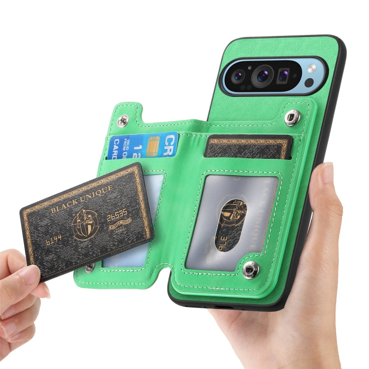 For Google Pixel 8 Retro MagSafe Zipper Wallet Card Bag Back Phone Case(Green) - Google Cases by PMC TechLife | Online Shopping South Africa | PMC TechLife | Buy Now Pay Later Mobicred