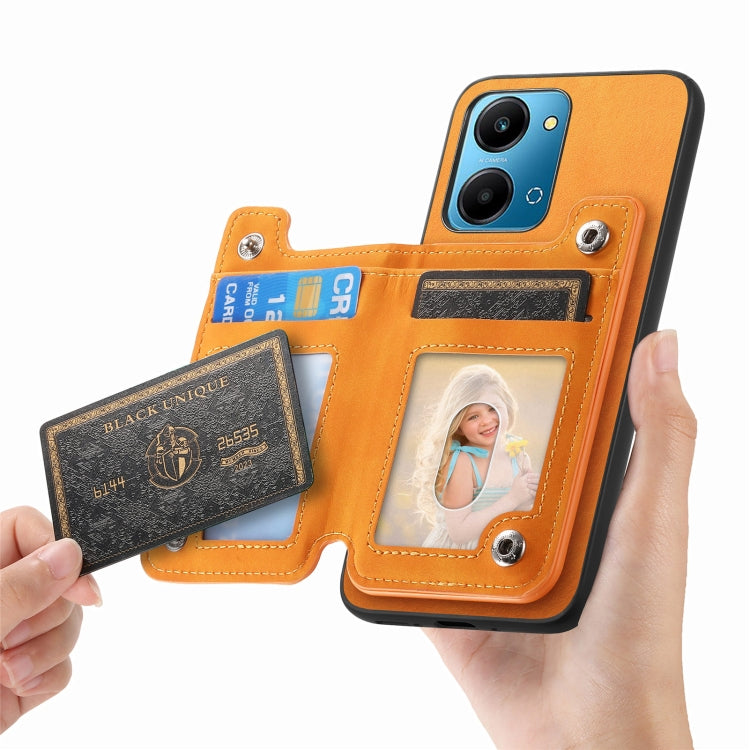 For Honor 90 Pro 5G Retro MagSafe Zipper Wallet Card Bag Back Phone Case(Yellow) - Honor Cases by PMC TechLife | Online Shopping South Africa | PMC TechLife | Buy Now Pay Later Mobicred