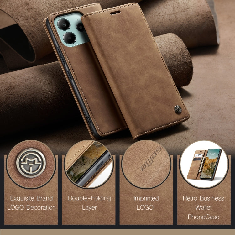 For Redmi Note 14 5G CaseMe 013 Multifunctional Horizontal Flip Leather Phone Case(Brown) - Note 14 Cases by CaseMe | Online Shopping South Africa | PMC Jewellery | Buy Now Pay Later Mobicred