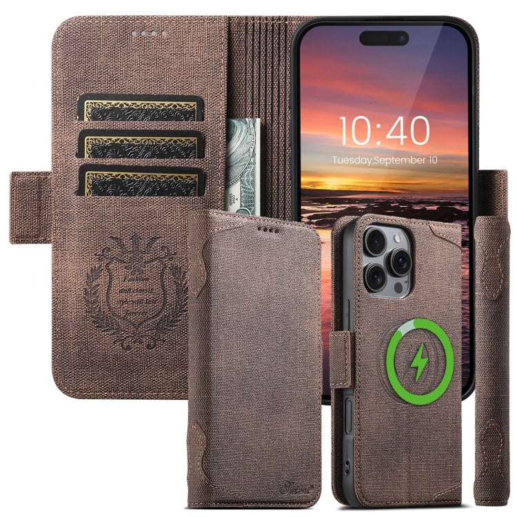 For iPhone 16 Pro Suteni J07 Multi-functional Horizontal MagSafe Denim Leather Phone Case(Black) - iPhone 16 Pro Cases by Suteni | Online Shopping South Africa | PMC Jewellery | Buy Now Pay Later Mobicred