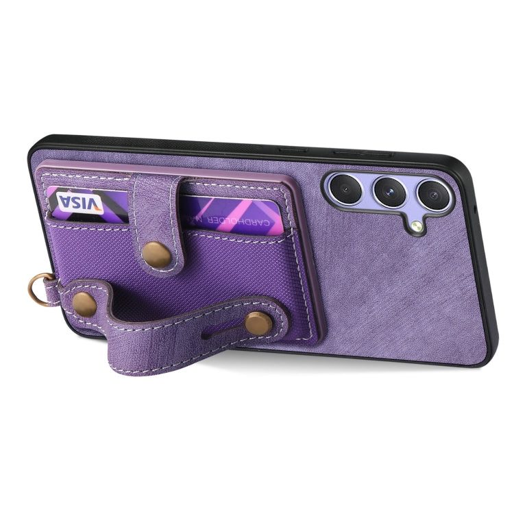 For Samsung Galaxy S25 Ultra 5G Retro Cross Wristband Wallet Leather Back Phone Case(Purple) - Galaxy S25 Ultra 5G Cases by PMC Jewellery | Online Shopping South Africa | PMC Jewellery | Buy Now Pay Later Mobicred