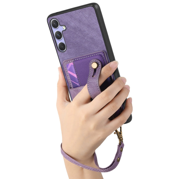 For Samsung Galaxy S25 Ultra 5G Retro Cross Wristband Wallet Leather Back Phone Case(Purple) - Galaxy S25 Ultra 5G Cases by PMC Jewellery | Online Shopping South Africa | PMC Jewellery | Buy Now Pay Later Mobicred