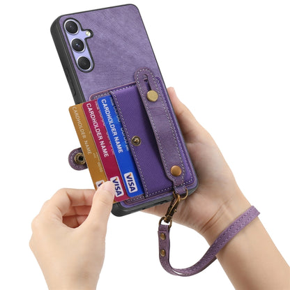 For Samsung Galaxy S25 Ultra 5G Retro Cross Wristband Wallet Leather Back Phone Case(Purple) - Galaxy S25 Ultra 5G Cases by PMC Jewellery | Online Shopping South Africa | PMC Jewellery | Buy Now Pay Later Mobicred