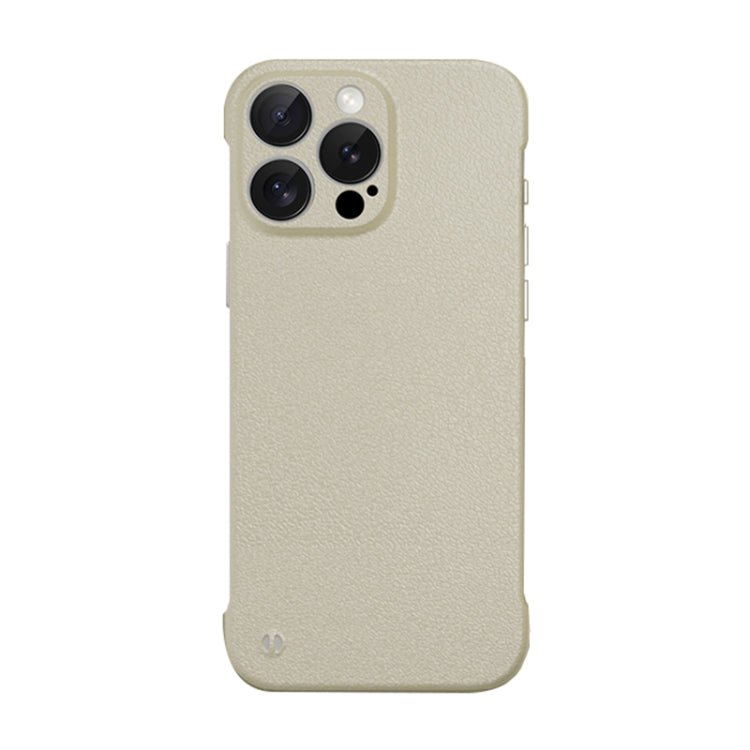 For iPhone 12 Pro Frameless Litchi Texture PC Phone Case(Light Yellow) - iPhone 12 / 12 Pro Cases by PMc TechLife | Online Shopping South Africa | PMc TechLife | Buy Now Pay Later Mobicred