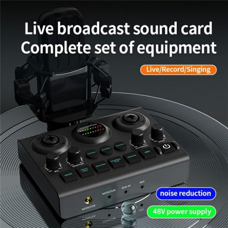 F10 48V Live Streaming Sound Card Audio Mixer Phantom Power Mixer - Live Sound Effects Processors by PMC TechLife | Online Shopping South Africa | PMC TechLife | Buy Now Pay Later Mobicred