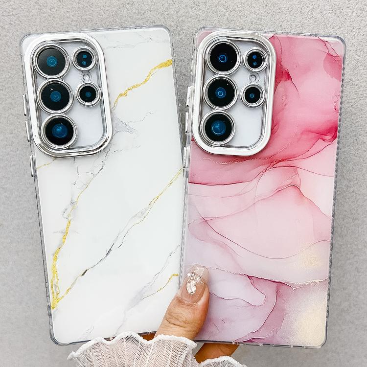 For Samsung Galaxy S25 Ultra 5G Electroplated Marble Texture Phone Case(White M8) - Galaxy S25 Ultra 5G Cases by PMC Jewellery | Online Shopping South Africa | PMC Jewellery | Buy Now Pay Later Mobicred