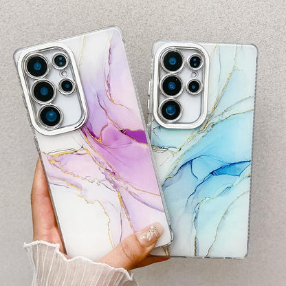 For Samsung Galaxy S25+ 5G Electroplated Marble Texture Phone Case(Pink M2) - Galaxy S25+ 5G Cases by PMC Jewellery | Online Shopping South Africa | PMC Jewellery | Buy Now Pay Later Mobicred