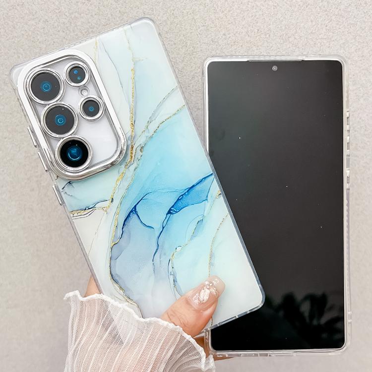 For Samsung Galaxy S25 5G Electroplated Marble Texture Phone Case(Dark Blue M16) - Galaxy S25 5G Cases by PMC Jewellery | Online Shopping South Africa | PMC Jewellery | Buy Now Pay Later Mobicred