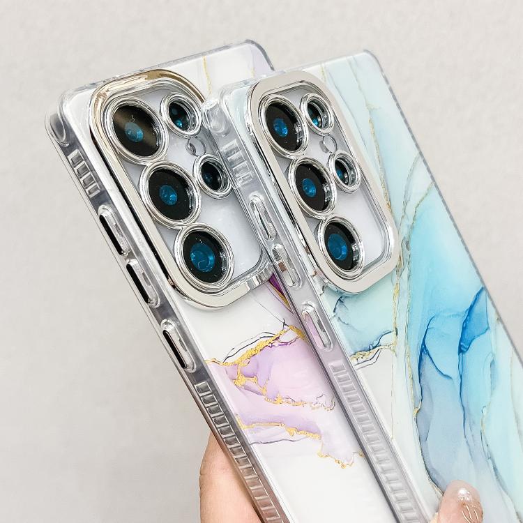 For Samsung Galaxy S25+ 5G Electroplated Marble Texture Phone Case(Purple Blue M18) - Galaxy S25+ 5G Cases by PMC Jewellery | Online Shopping South Africa | PMC Jewellery | Buy Now Pay Later Mobicred