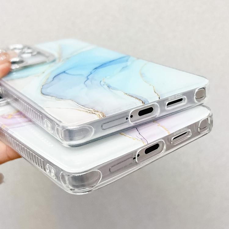 For Samsung Galaxy S25+ 5G Electroplated Marble Texture Phone Case(Gold Pink Red M12) - Galaxy S25+ 5G Cases by PMC Jewellery | Online Shopping South Africa | PMC Jewellery | Buy Now Pay Later Mobicred