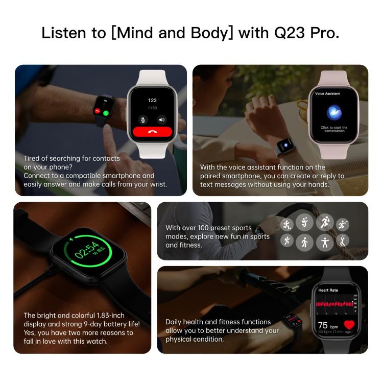 Q23 Pro 1.83 inch Color Screen IP68 Waterproof Bluetooth Call Smart Watch, Support Health Monitoring(Blue) - Smart Watches by PMC TechLife | Online Shopping South Africa | PMC TechLife | Buy Now Pay Later Mobicred