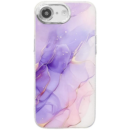 For iPhone 16e Electroplated Marble Texture Phone Case(Purple M3) - iPhone 16e Cases by PMC Jewellery | Online Shopping South Africa | PMC Jewellery | Buy Now Pay Later Mobicred