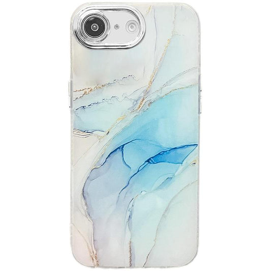 For iPhone 16e Electroplated Marble Texture Phone Case(Light Blue M5) - iPhone 16e Cases by PMC Jewellery | Online Shopping South Africa | PMC Jewellery | Buy Now Pay Later Mobicred